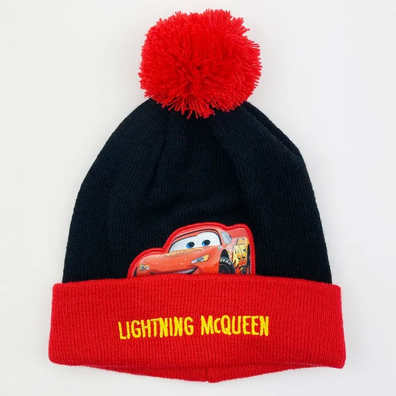 McQueen Cars Thermal Set Children Hat Scarf Gloves 3 Pcs Knitted Suit Autumn Winter Warm Neck Cartoon Boy Girl Pullover Hat Gift