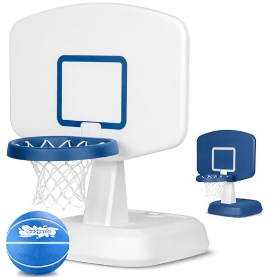 

Splash Hoop Classic Swimming Pool Basketball Game - White waterproof PVC white rust-proof metal hoop and durable inflatable bal