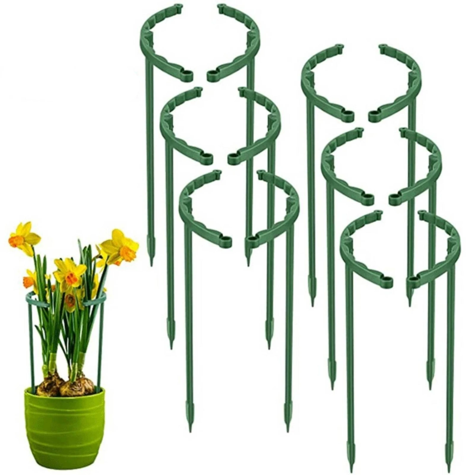 12 Pieces Connectable Plant Support with Pointed Stake Compact U-Shaped Plant Support Long-Lasting Heavy-Duty for Potted Plants