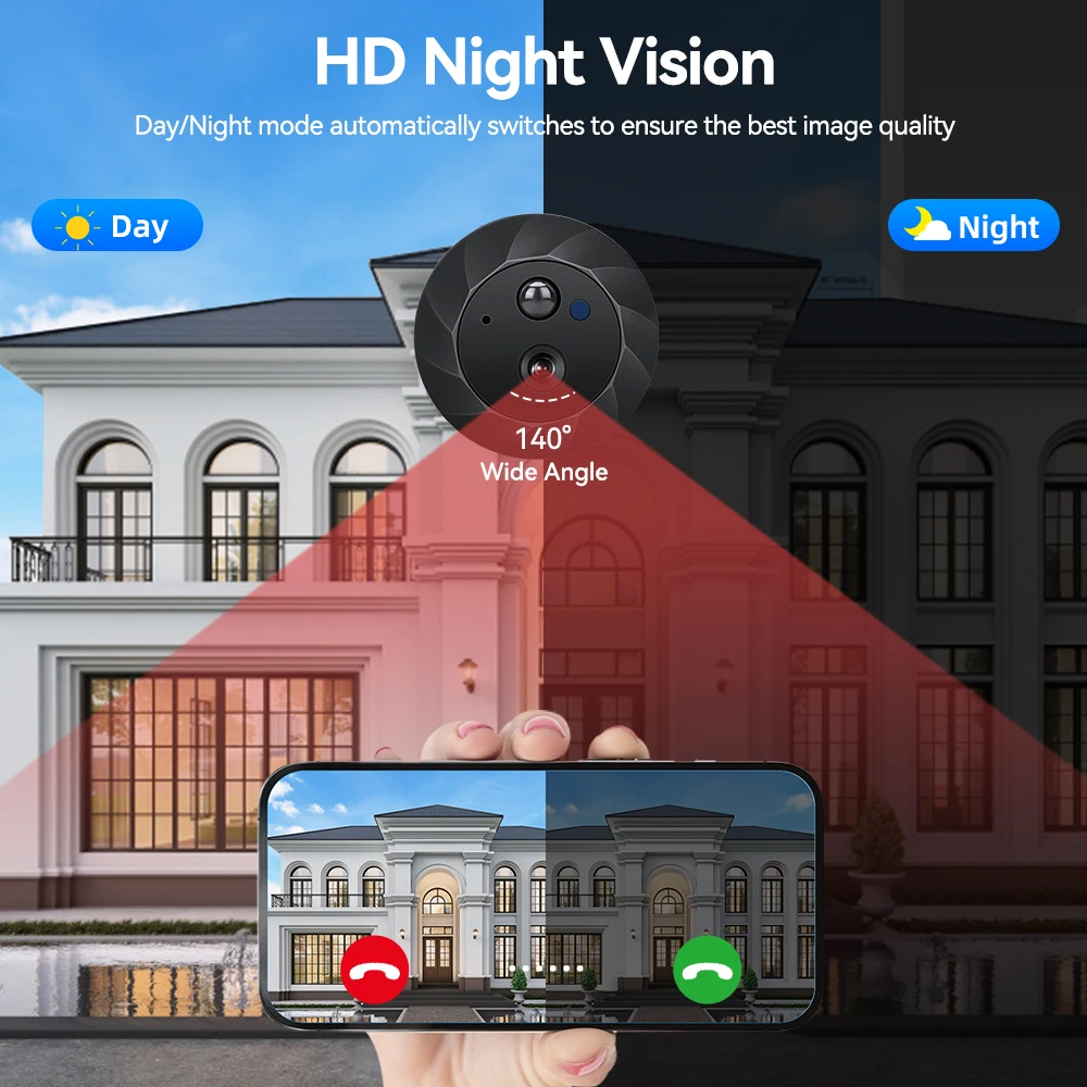 Camaroca Digitale Deur Kijkgaatje 1080P Smart Tuya Wifi Kijkgaatje Video Deurbel Camera Ight Vision Pir Bewegingsdetectie Deurkijker