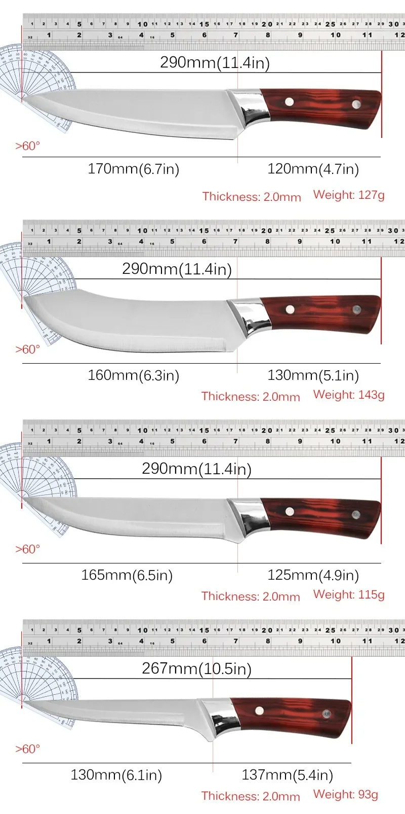 Forged Slaughter Boning Knife Meat Cleaver Butcher Fish Knife Kitchen Bone Meat Fish Sushi Knife Fruit Vegetables Cutting Tools