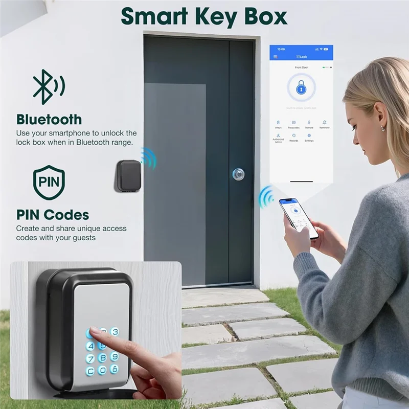 GROCE-Smart Key Lock Box Electronic With Bluetooth Connectivity, APP Control, PIN Code Type,For Airbnb-Real Estate Agent Office