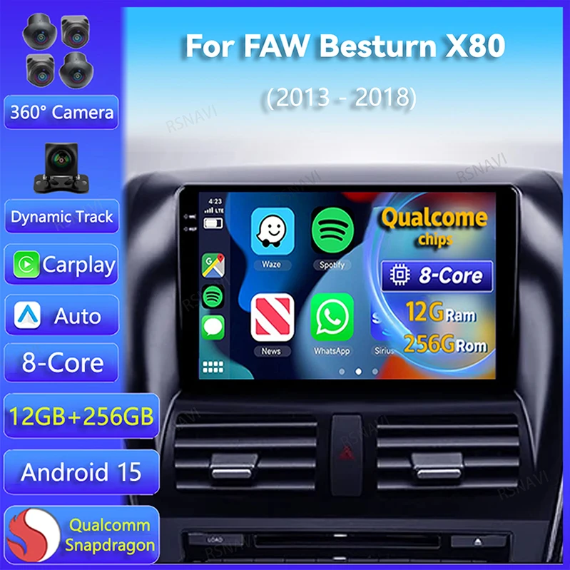 أندرويد 15 Carplay Auto لـ FAW Besturn X80 2013 2014 2015 - 2018 راديو السيارة GPS والملاحة DSP WIFI + 4G ستيريو 2 Din مشغل فيديو #1