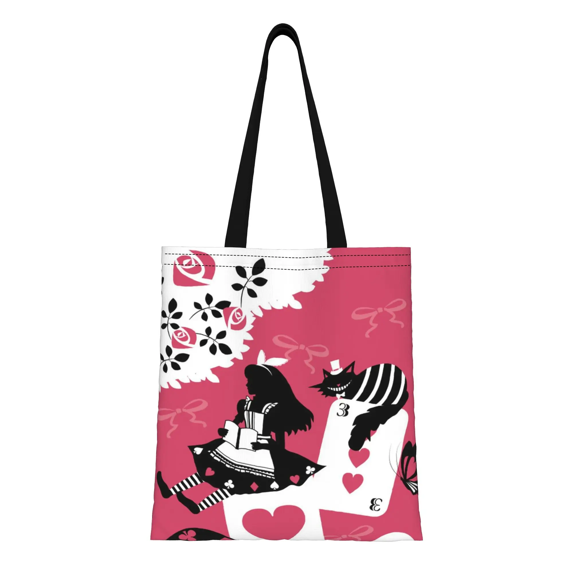 

1 шт. большая холщовая сумка-тоут с изображением героев Диснея из «Алисы в стране чудес», складная, с шикарным узором, подарок к началу учебного года