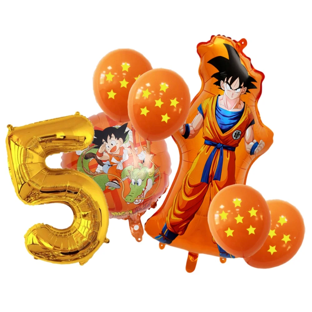 7 قطعة لعبة دراغونز بول جوكو الشكل عيد ميلاد الديكور اللاتكس الألومنيوم احباط بالونات رقمية مزيج وحصيرة مجموعة الاطفال لوازم الحفلات اللعب
