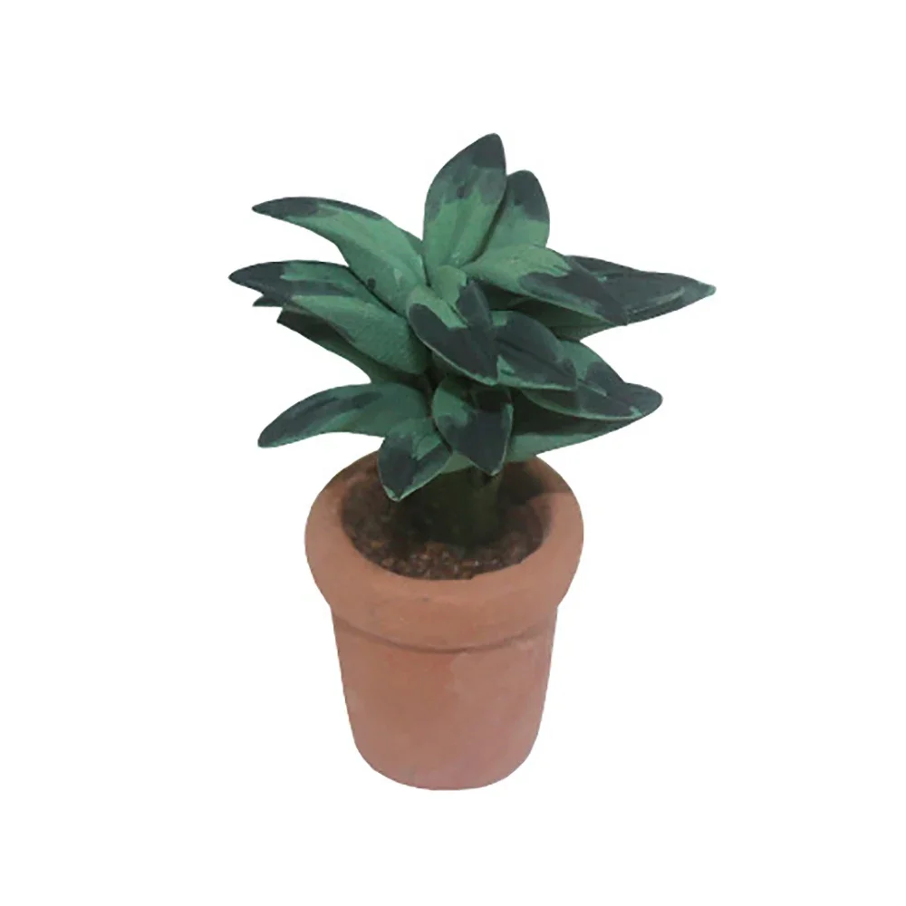 1/12 Poppenhuis Miniatuur Groen Blad Potplant Mini Bloem Model Speelgoed voor Poppenhuis Accessoires Decoratie ob11 bjd