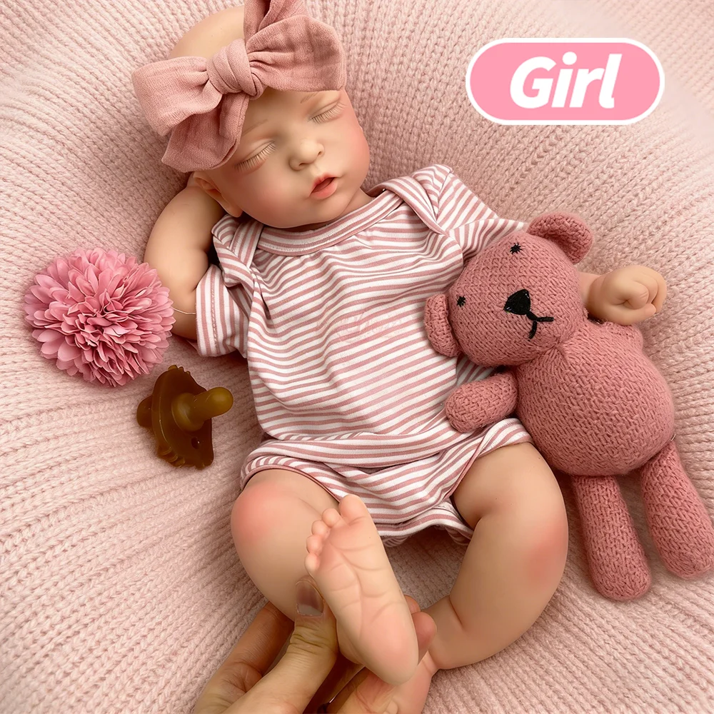 

18-дюймовая гиперреалистичная силиконовая кукла-реборн для девочек с закрытыми глазами, спящая, в полный рост, мягкая, с эффектом веса, как живой новорожденный, коллекционная художественная кукла