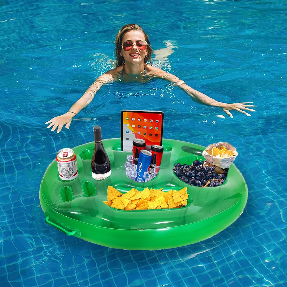 Summer Party Bucket Cup Holder Inflatable Pool Float Beer Drink Cooler Table Bar Tray Portable Beach Swimming Pool Accessories