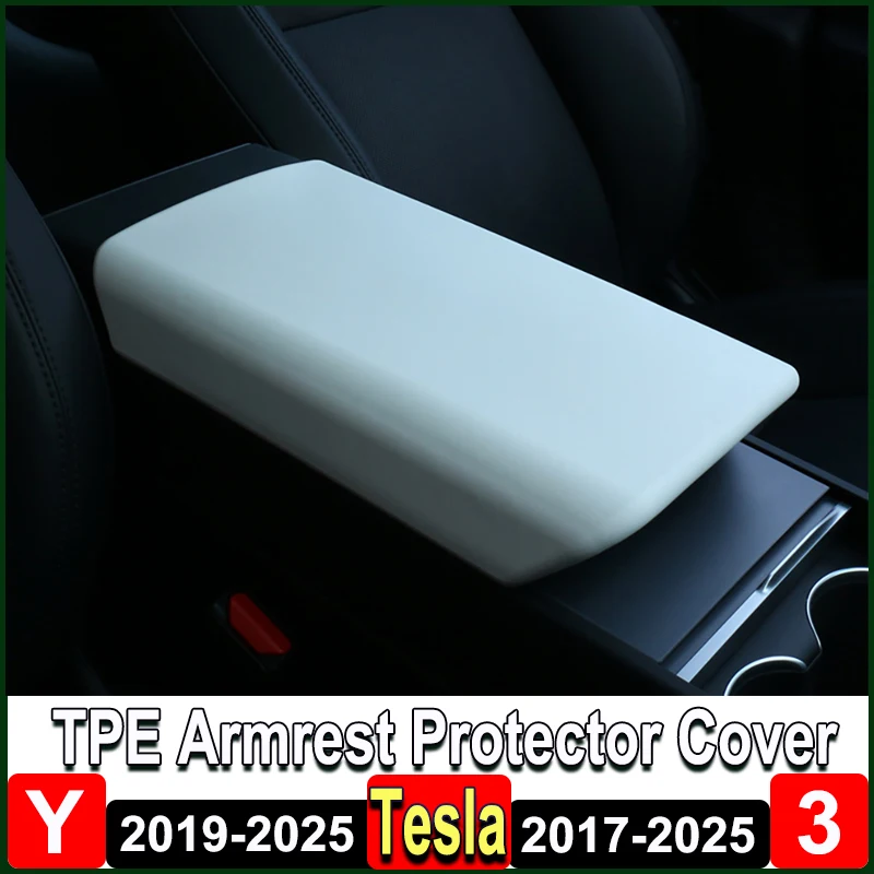 

for Tesla Model Y Juniper 2025 Armrest Box Protector Cover Model 3 Highland 2024 2023 2022 Pannel TPE Decor Interior Accessories