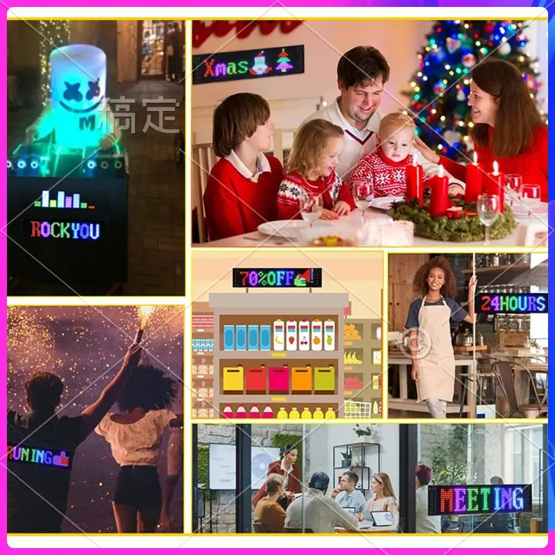 T24C LED-Pixel-Panel, USB 5 V, flexibles LED-Modul, RGB-Scrolltext, Animationsanzeige, Bluetooth-App, 16 x 64 LEDs, 9,2 x 37,2 cm, einfaches T