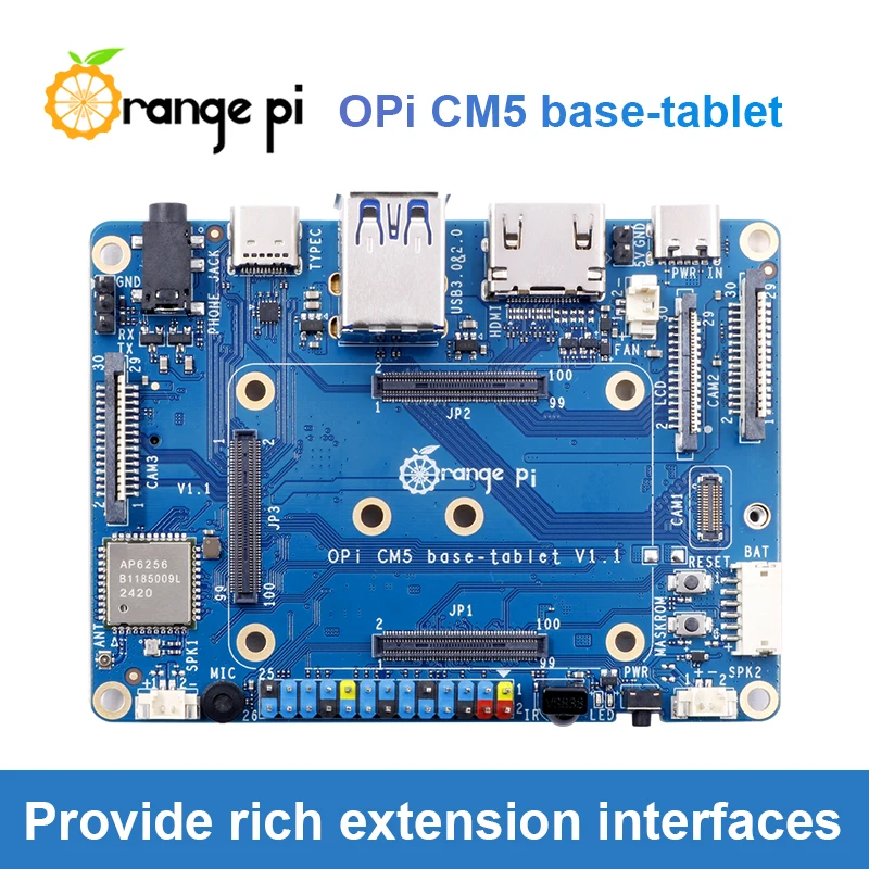 Orange Pi CM5 Tablet Base Board Compute Module 5 with Onboard Wi-Fi 5+BT 5.0 BLE,M.2 M-Key NVME/SATA SSD,USB2.0+3.0,HDMI 2.1