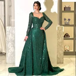 Sparkly Green Sequins Prom Dresses Sweetheart Long Sleeves Mermaid Evening Gowns Women Party Dress Customized Abendkleider 2025
