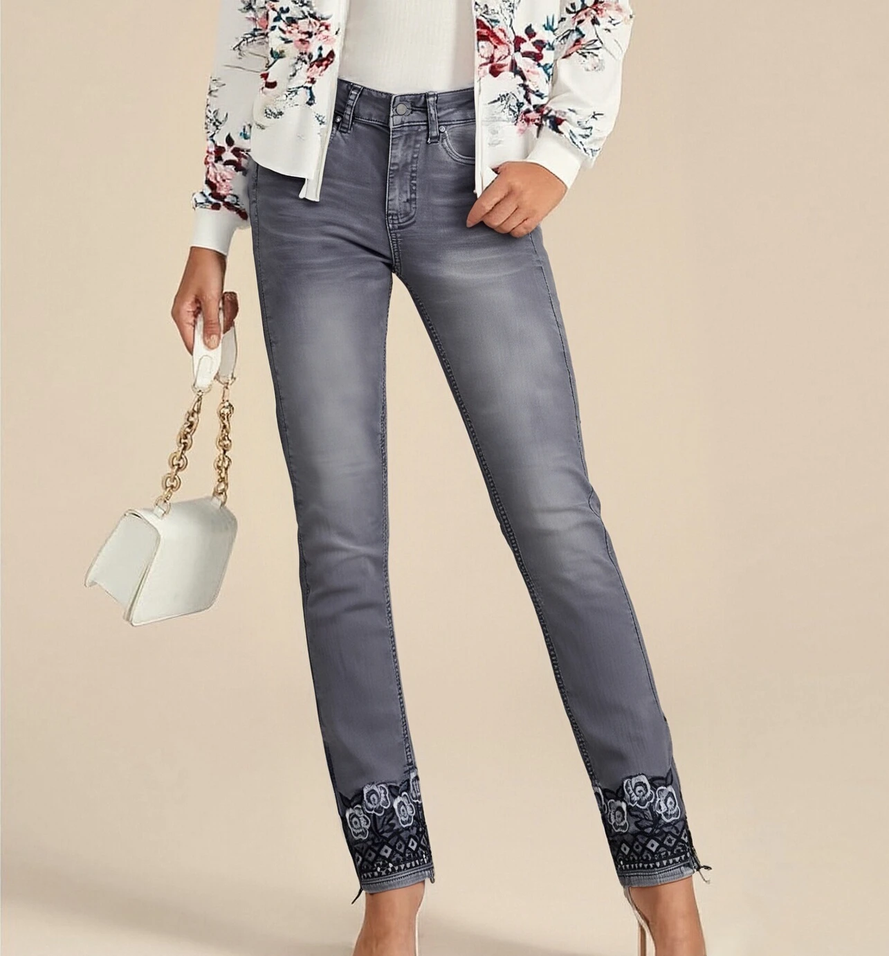 أوروبية، أمريكية، إسبانية، مفردة أصلية، مغسولة بالرمل، أرجل السراويل البالية، جينز نسائي مطرز، علامة تجارية فاخرة خفيفة