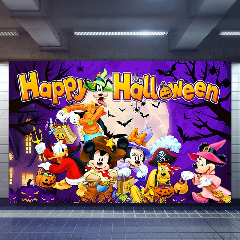 

Halloween Theme Mickey Mouse Backdrop Kids First Birthday Party Photograhy Background Baby Shower Decoration Banner Photo Studio