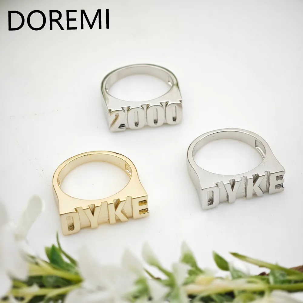 

DOREMI Custom Name Plate Ring Custom Name 3D letters Ring Personalized Initial Name Ring