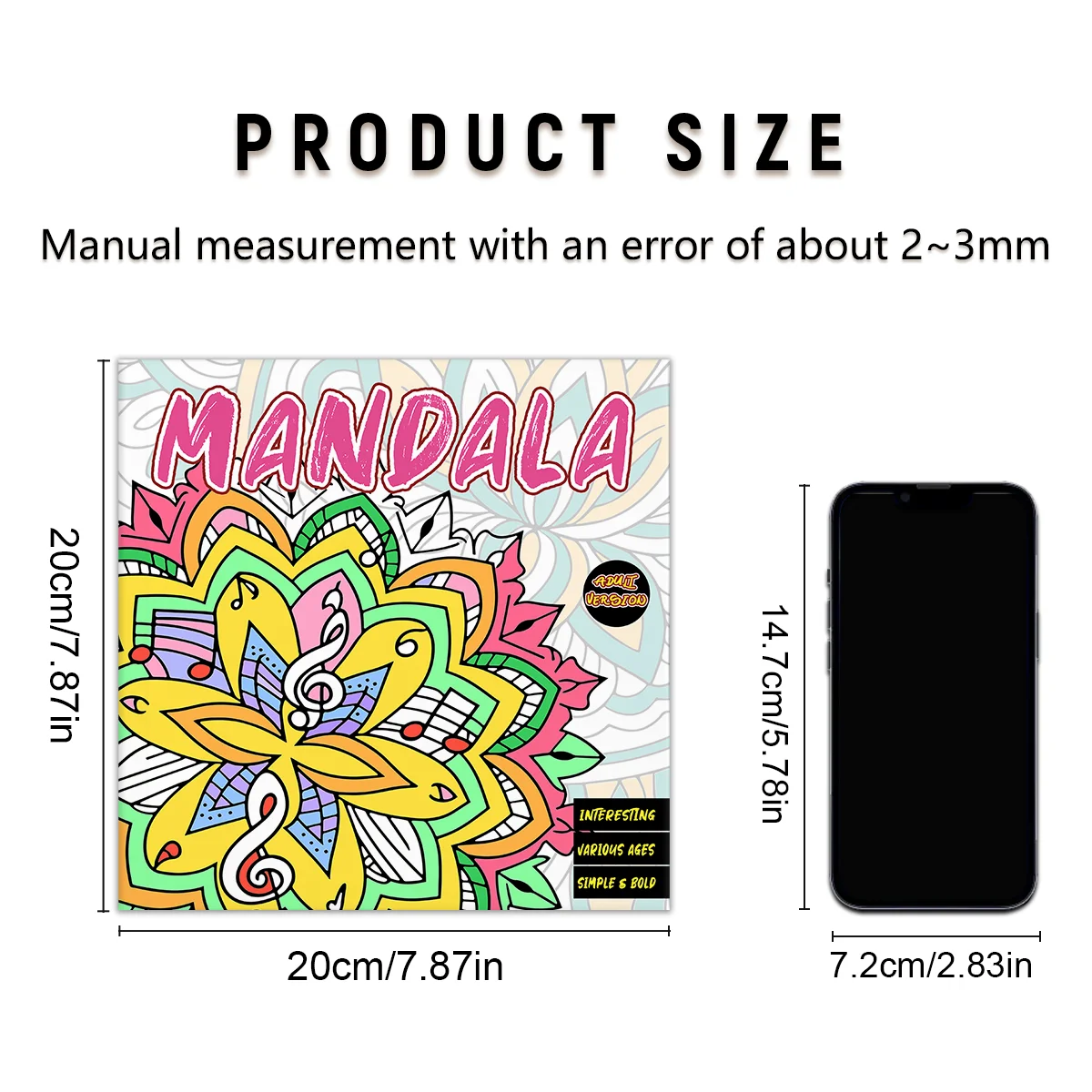 New Product Pearlescent Thickened Paper About Mandala Theme 20 * 20 inch Horseback Nail Coloring Book] Mandala Patter Coloring