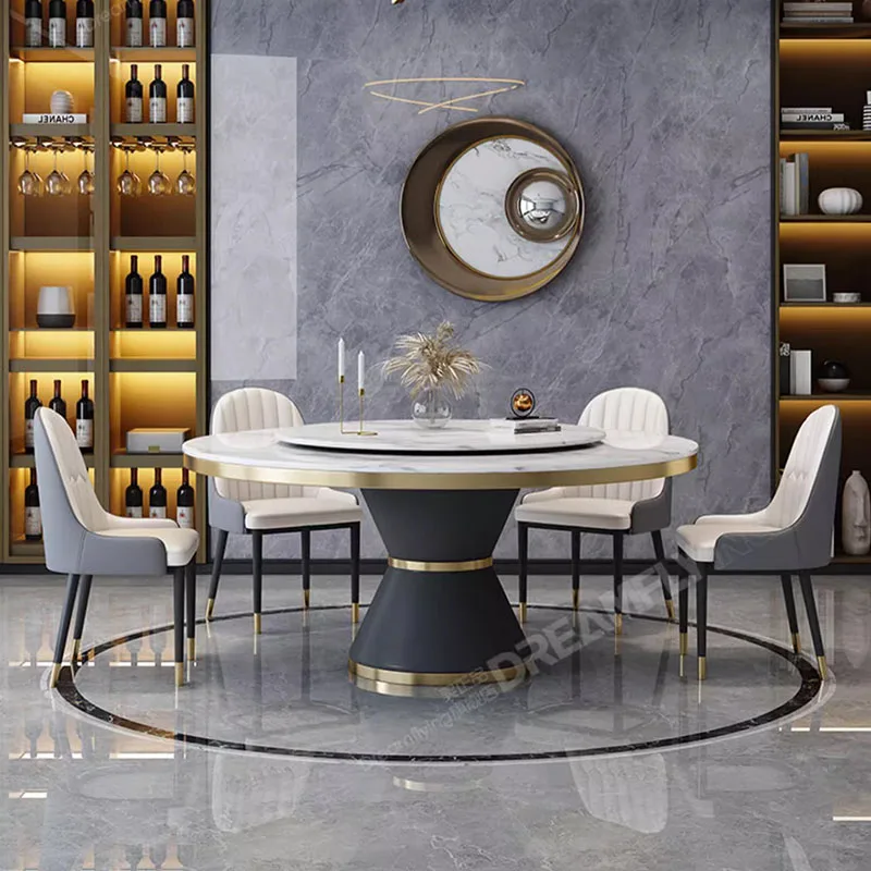 Restaurant Round Dining Table Luxury Center Neat Patio Console Marble Dining Table Design Table A Manger Kitchen Furniture