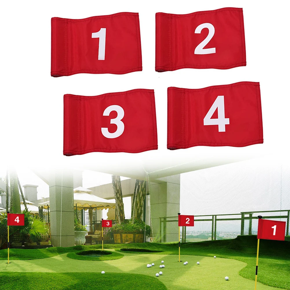 4 Pcs Golf Target Flag Nylon Portable Putting-Greens Flag For Golf Practice Yard Backyard Garden Training Accessories