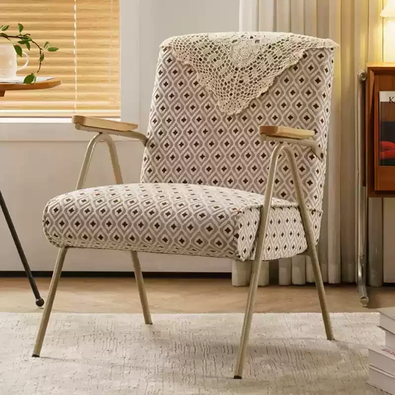 

American single sofa retro wrought iron small living room bedroom balcony leisure table and chair combination Internet celebrity