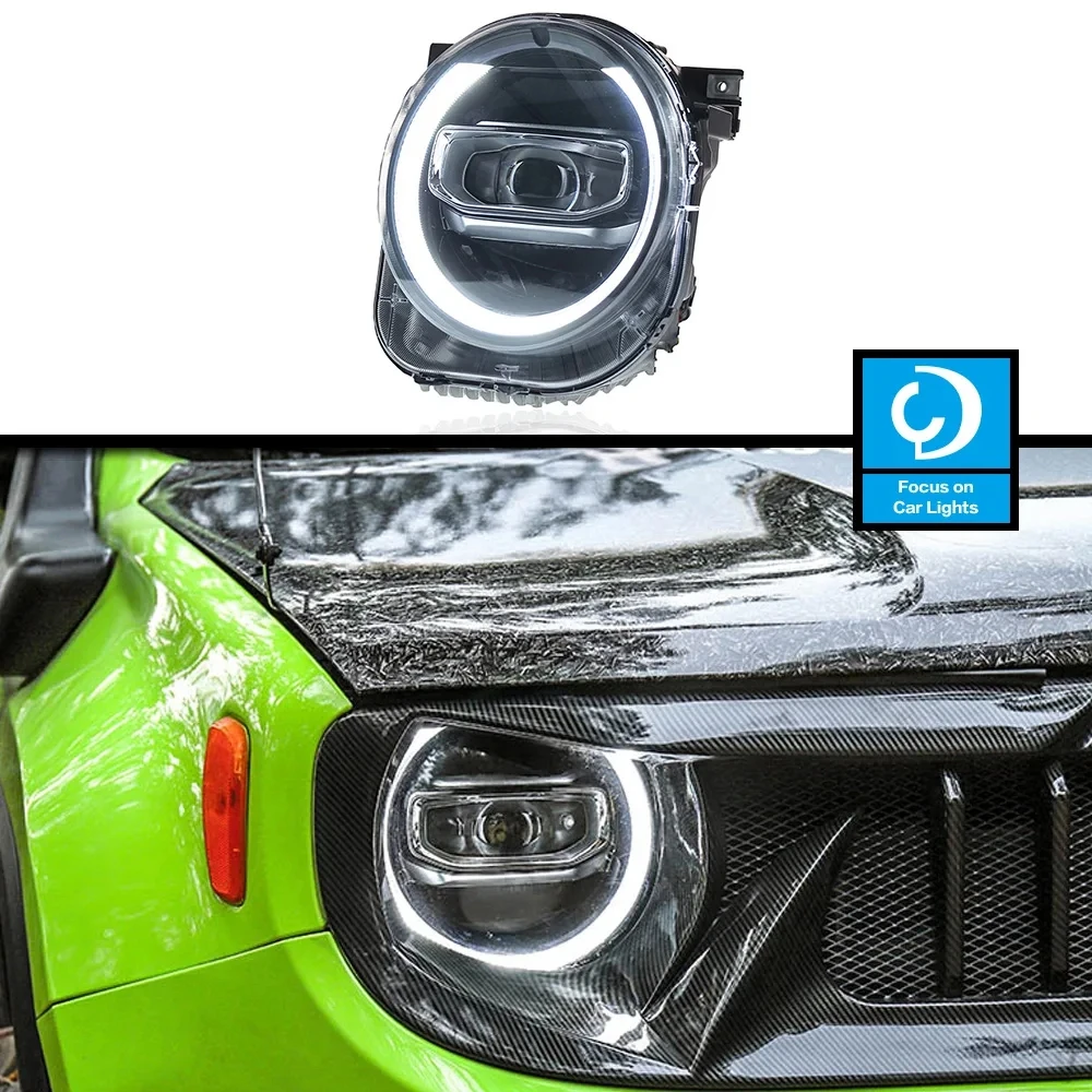 AKD Front Lamp for Jeep Renegade LED 2016-2020 LED Head Lamp  Styling Dynamic LED Turn Signal Lens Auto Accessories Assembly 2PC