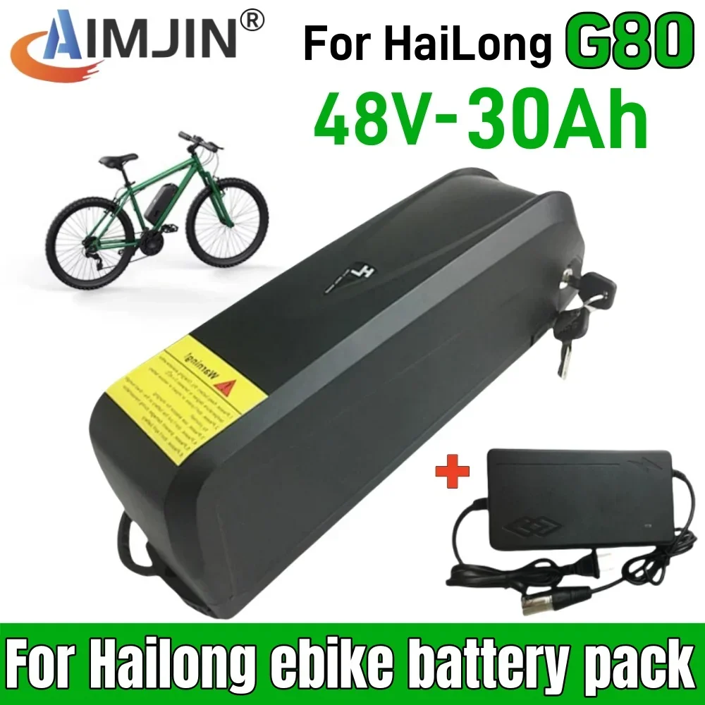 New 48V 30000mAH For Hailong G80 bike Battery  Anti-thief Bike with BMS 18650 Lithium Battery Pack, Long Endurance, with Charger