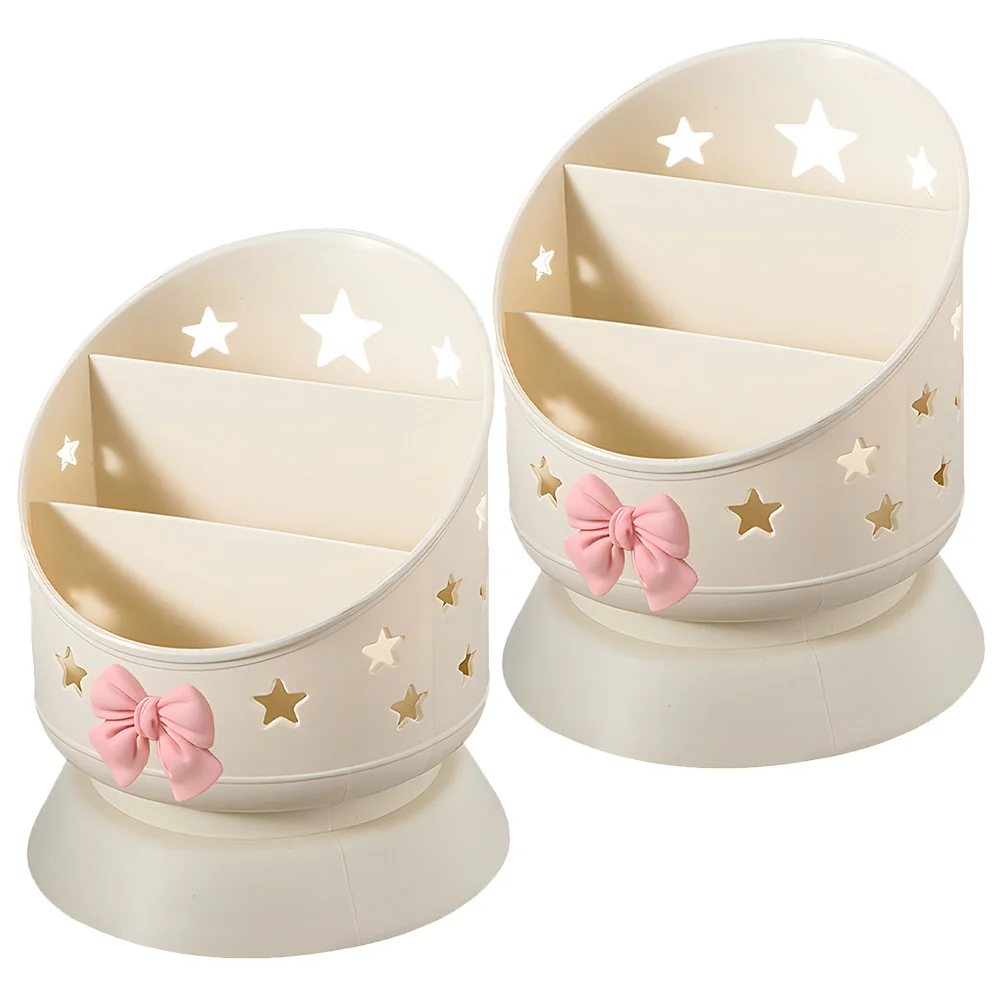 2pcs Makeup Brush Organizer Box Large Capacity Grid Compartments Desktop Storage For Lipstick Eyeshadow Pencils Brushes Pp Pen