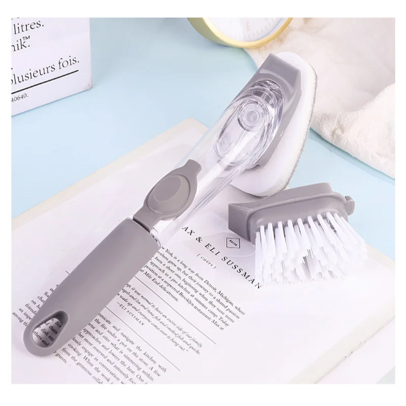 Multifunctional Long Handle Dish Washing Brush Adding Liquid Scrubber Kitchen Pan Cleaning Brush Portable Dishwasher Scrub Tool