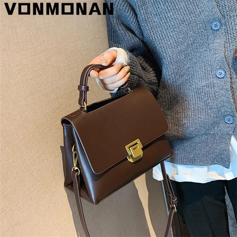 Vintage Tote Bag Winter New Quality PU Leather Women\'s Designer Handbag Purses Luxury Designer Mini Shoulder Messenger Bag