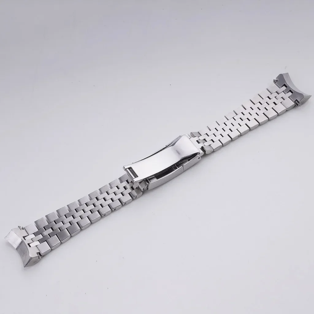 CARLYWET 22mm Silver Watch Band Curved Solid End style 316L Steel Steel jubilee Strap men bracelet For 22mm BlackBay 41