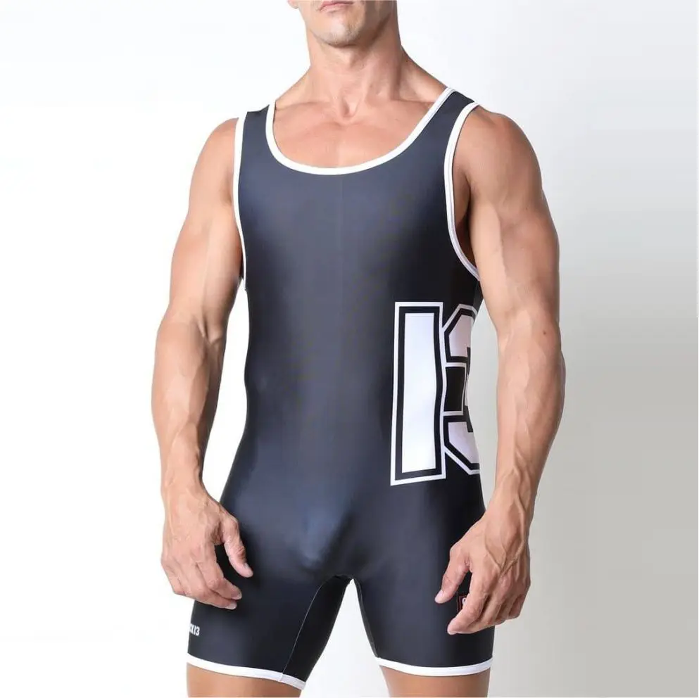 New CB13 Men\'s Zipper Singlet Body Suit RightTrack Skinsuit One-Piece Sleeveless SexyMan Fun Clothing