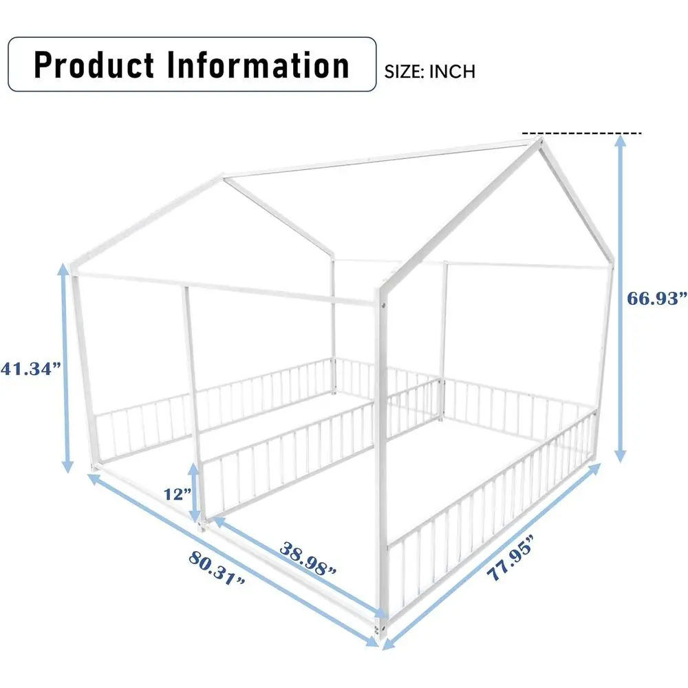 سرير مزدوج على الطراز مونتيسوري مع حاوية وسقف للاستخدام المشترك للأطفال والمراهقين والفتيان والفتيات، سهل التجميع، بدون صندوق Sp