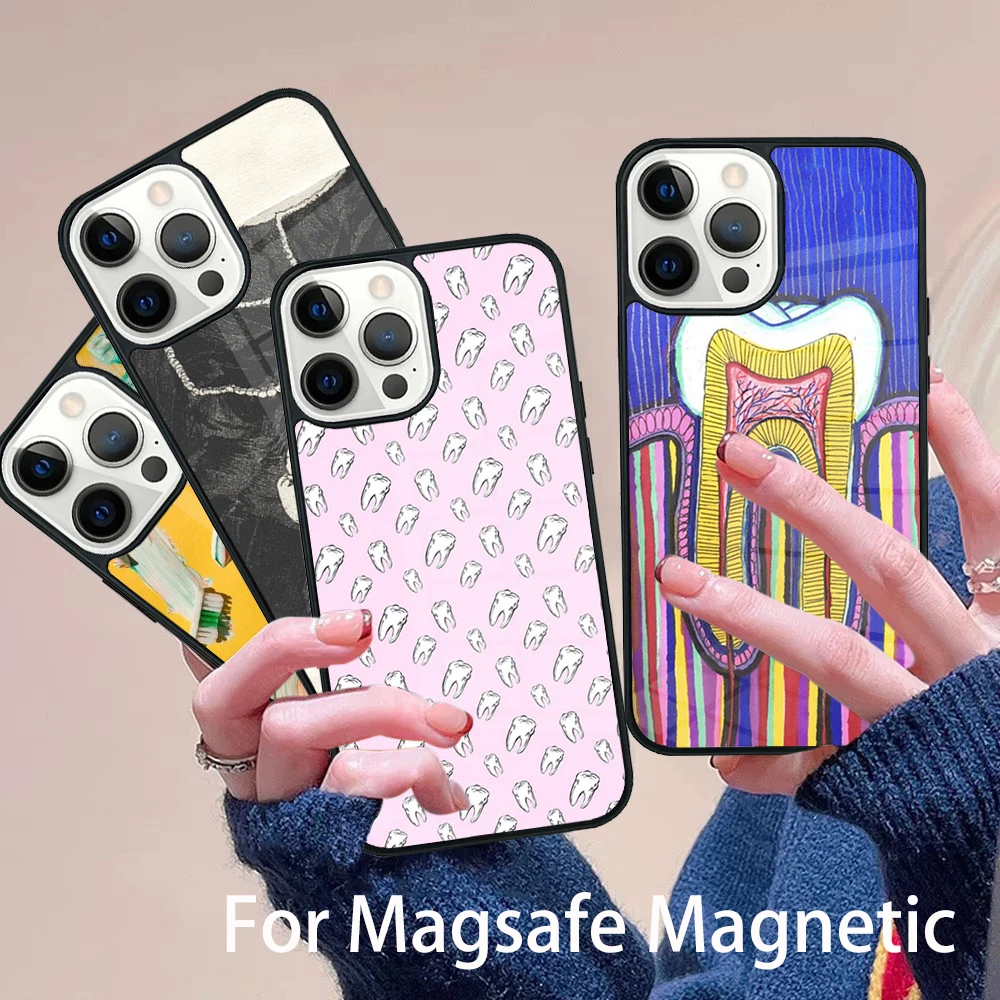 

Wisdom Teeth Dentist Tooth Phone Case Magesafe Magnetic Wireless Charge Cover For IPhone 16 11 12 13 14 15 Pro Max Plus Mini