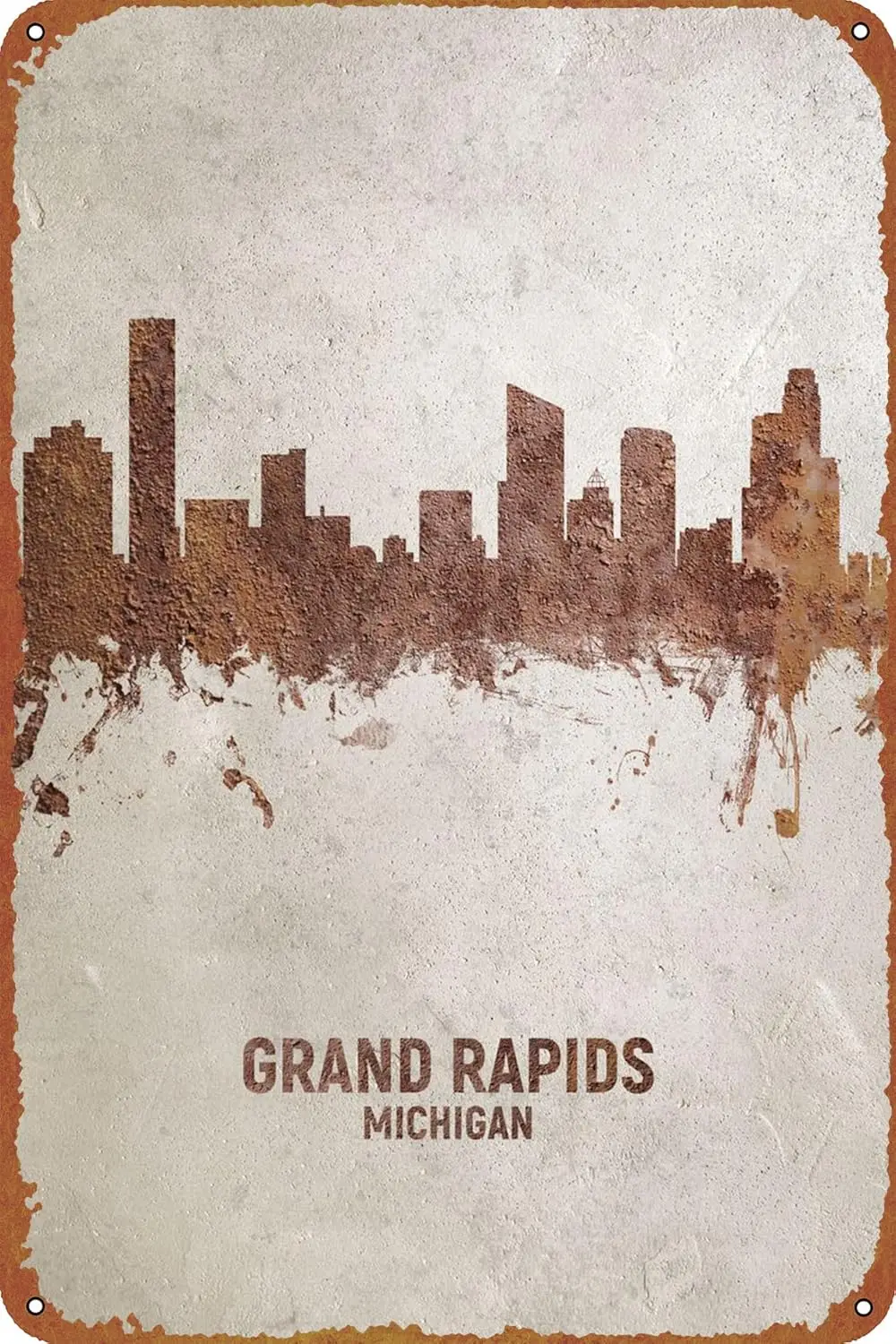 Grand Rapids Skyline Poster Tin Sign Cafe bar Home Wall Art Decoration Retro Metal Tin Sign 8x12 inch