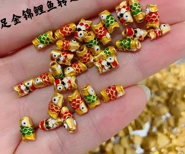 Glod 3d hard  charms 24k pure  fish 999  accessories for bracelet  diy beads