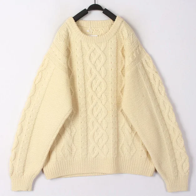 

Винтажный осенне-зимний белый 3D-вязаный шерстяной свитер-кардиган Bean Bean, утолщенный, свободного кроя, женский, эксклюзивно онлайн