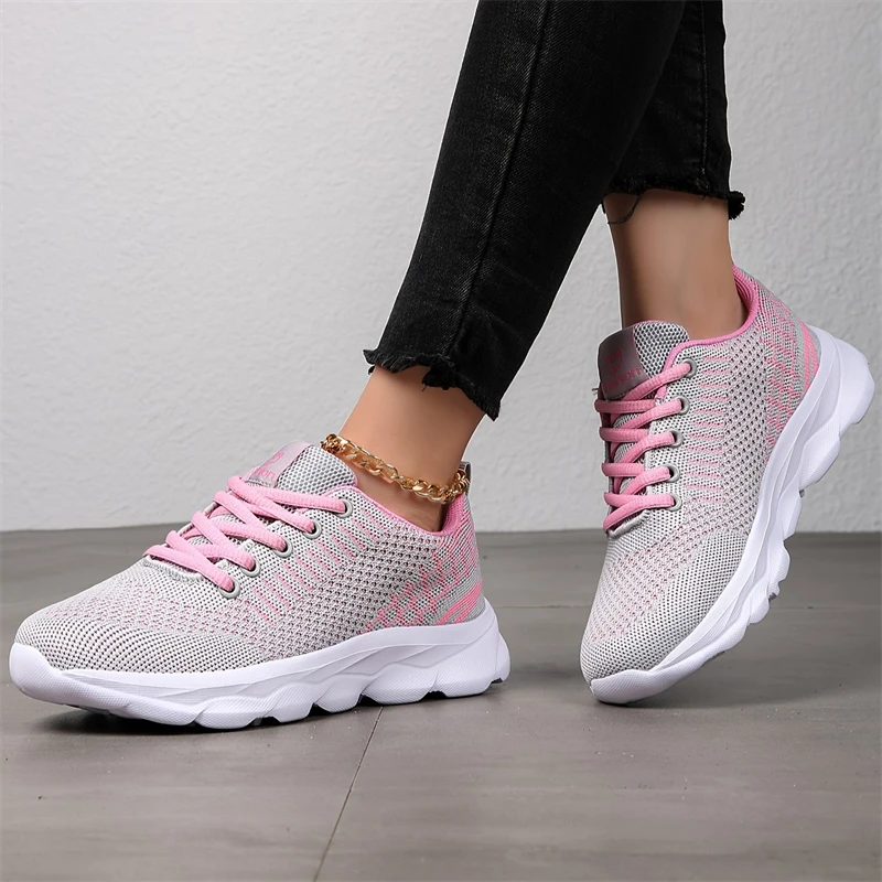 Hot Sale Women's Running Shoes Lightweight Sports Shoes Woman Walking Shoes Breathable Knit Casual Sneakers For Women Trainers