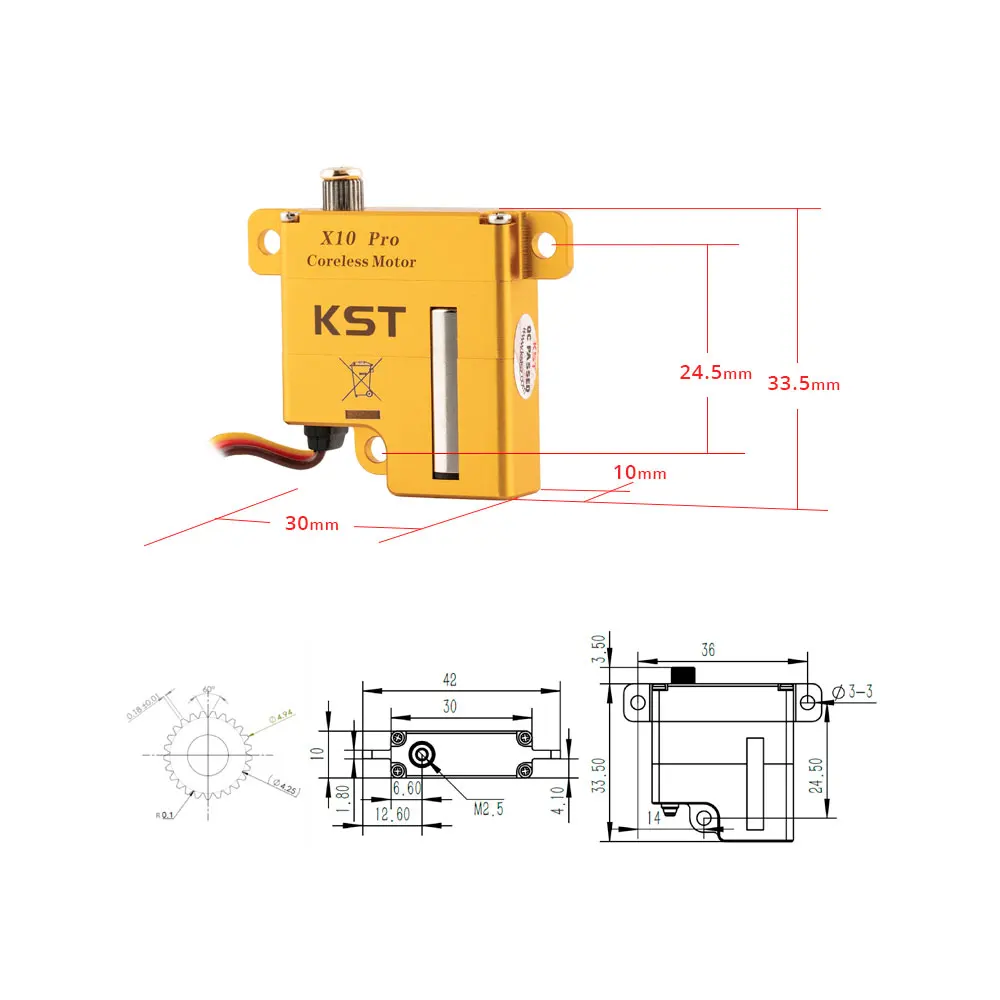 KST X10 Pro 11.5Kgf.cm 0.10sec Digital Metal Gear Servo For F5J Competition Gliders and Large Scale Glider