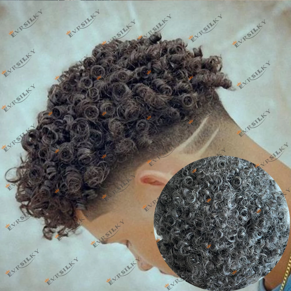 

Мужской 12 мм афро вьющийся черный парик, необнаружимая линия роста волос, натуральные человеческие волосы, прочный, практичная кожа, шиньоны, человеческие волосы, передняя часть