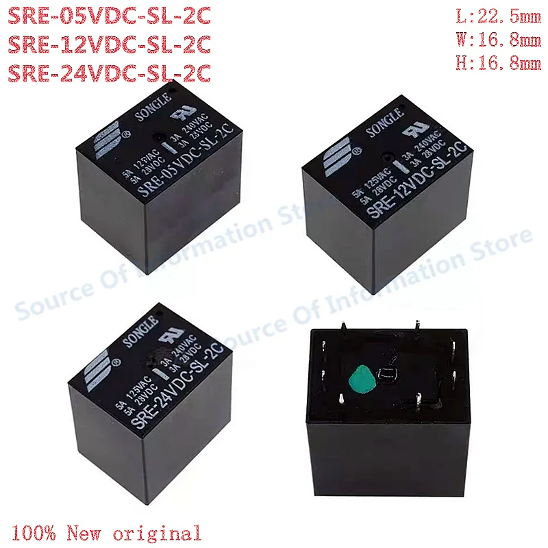 

20Pcs SRE-05/12/24VDC-SL-2C 8Pin PCB Signal Relay, 3A Double Pole Double Throw DC5V/12V/24V Power Relay