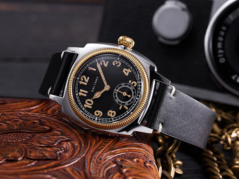 Baltany S4036 Herren Automatikuhr 1926S Oyster Tribute Vintage Dress Watch 36mm Kleine Quadratische Elegante Lederuhr 200M Wasserdicht – Detail 4