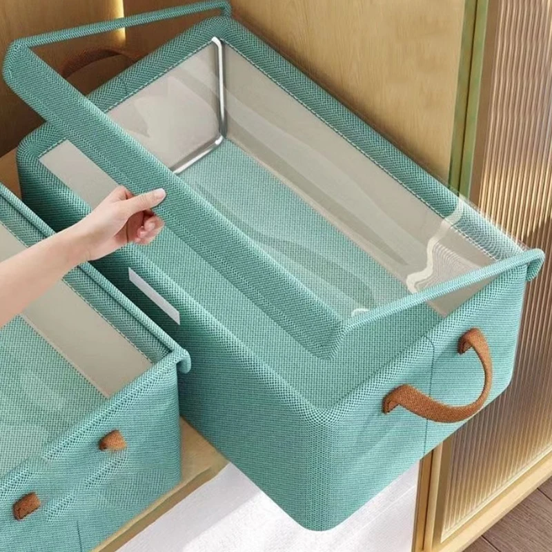 

Steel Frame Foldable Storage Case with Lid for Clothes Pants Storage Box Dustproof Multi-functional Wardrobe Compartment Drawer