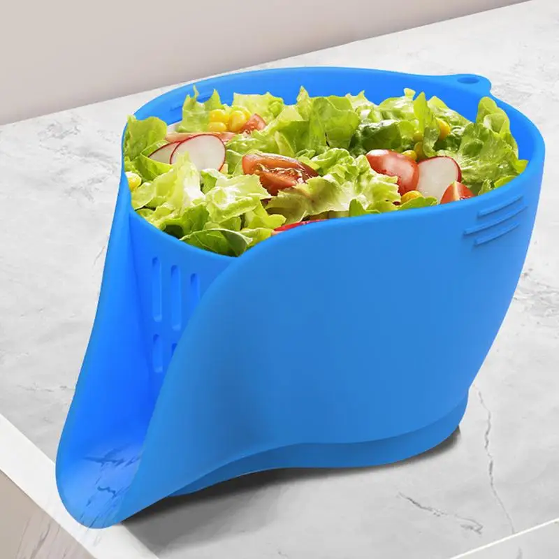 

Kitchen Filter Basket Multifunctional Silicone Drain Basket Filter Pot Bowl With Filter Container For Fruit And Vegetable Clean
