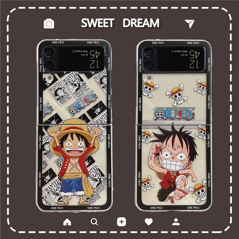

One Piece Folding Screen Phone Case Apply Samsung Z FLIP/Z FOLD1-5 Series Luffy Anime Peripherals Models Children's Holiday Gift