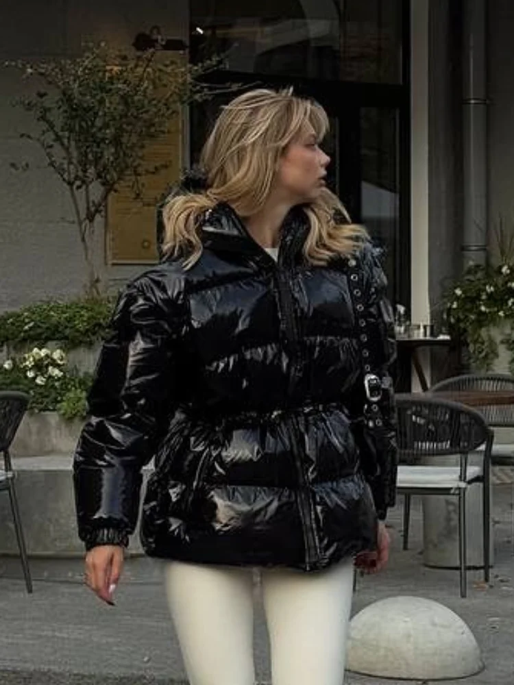 Addensare giacche di cotone donna collo alto cerniera maniche lunghe stringate cappotti staccabili 2025 inverno femminile nuovi capispalla caldi