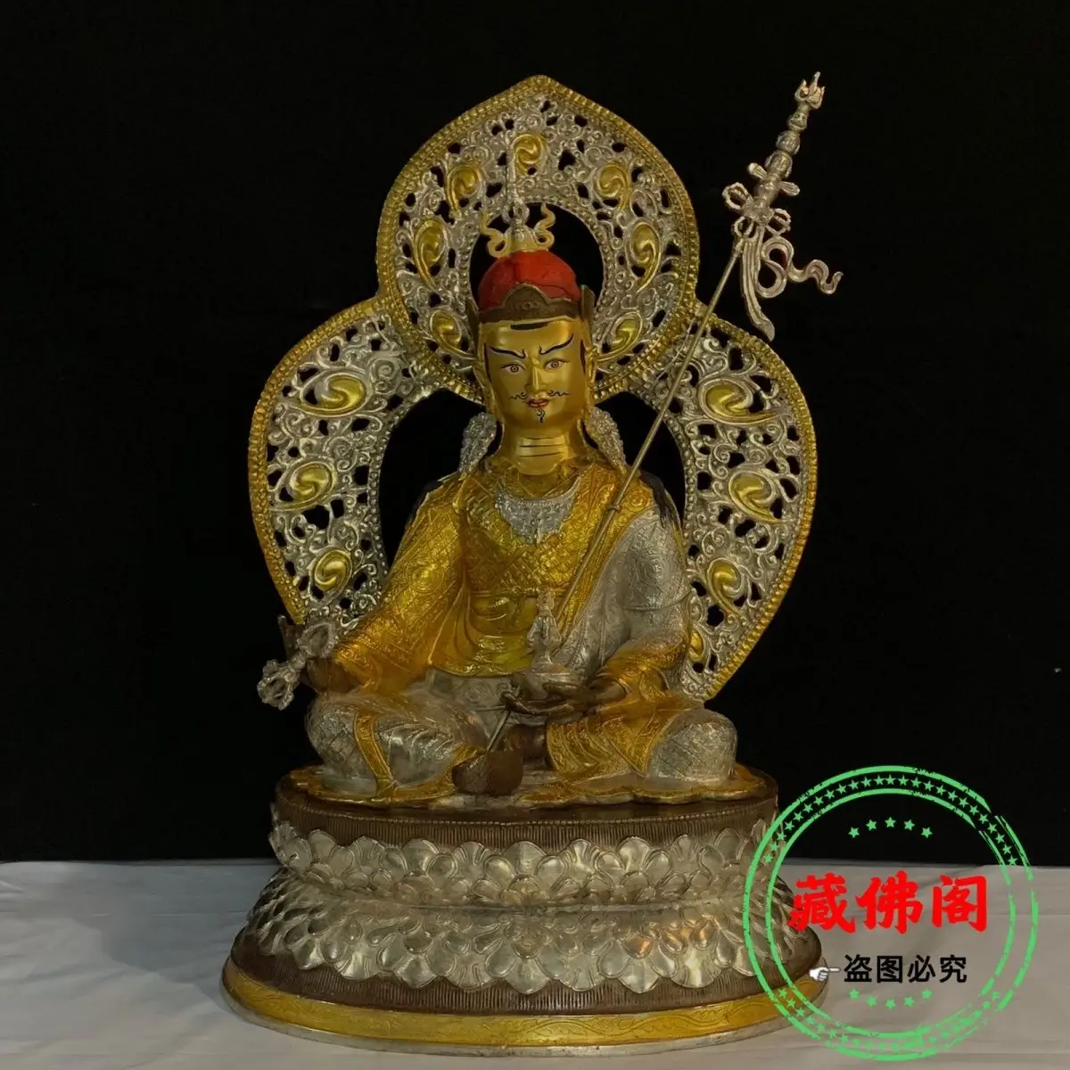 15 inch Lotus Life Master Pure Copper Precision Craftsmanship Tibetan Decoration Buddha Statue Gilded Gold Gilded Ancient Bronze