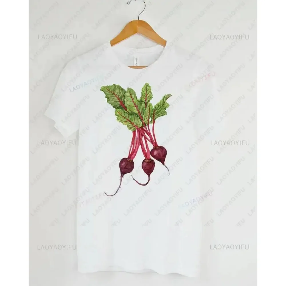 Beets Woman Market Sugar Beets Printed T-shirt Woman Man Summer Vegetable Pattern Garden Gardening High Quality Cotton Shirt