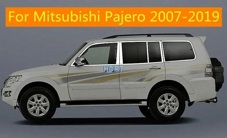 

For Mitsubishi Pajero V93V97 2007-2019 Stainless Steel Center Pillar Window moulding Sill Trims strip Decorative Car Styling