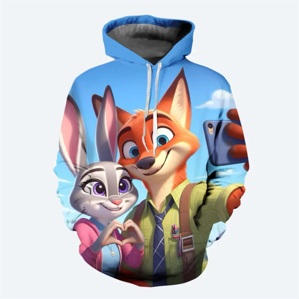 Cartoon Disney Children's Hoodie 3D Printed Crazy Zootopia Pattern Sweatshirt Street Fashion Classic Casual Style Men's Hoodie