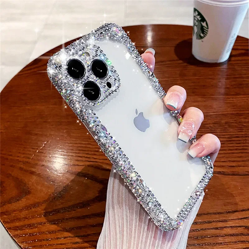 Fashionable Sparkling Rhinestone Diamond Protective Phone Case For iPhone 15 14 11 Pro Max 12 13 Mini X XR XSMax 7 8Plus Cover