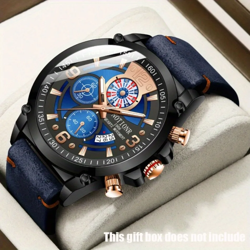 

Fashion Round Dial Casual Men's Quartz Watch, Casual Calendar Men's Wrist Watch, Men's Gifts